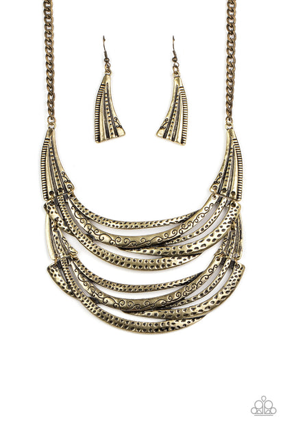 Paparazzi Accessories-Read Between The VINES Brass Necklace Set