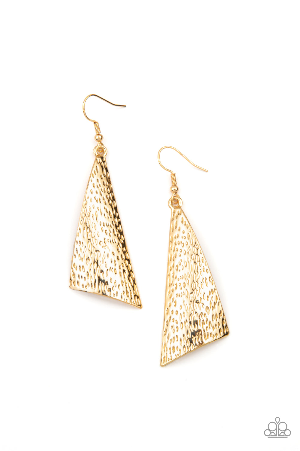 Paparazzi Accessories-Ready The Troops Gold Asymmetrical Earrings