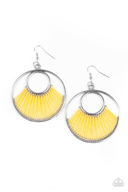 Paparazzi Accessories-Really High Strung Yellow Earrings