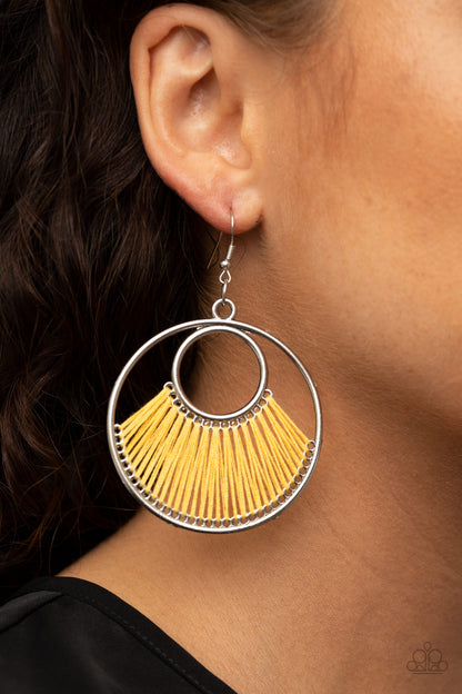 Paparazzi Accessories-Really High Strung Yellow Earrings