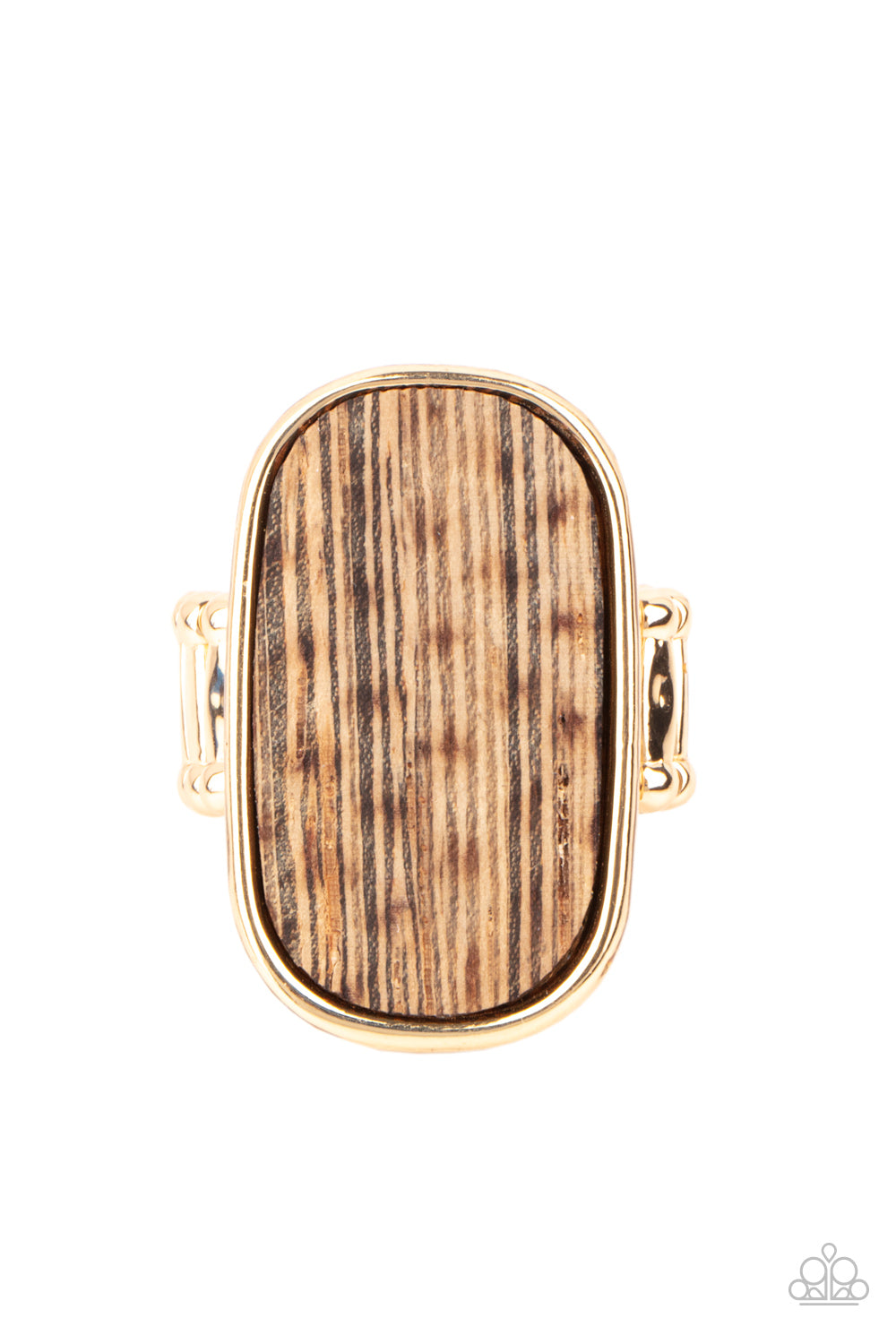 Paparazzi Accessories-Reclaimed Refinement Gold Rustic Wood Ring