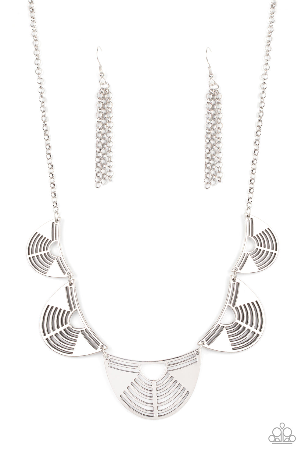 Paparazzi Accessories-Record-Breaking Radiance Silver Crescent Necklace Set