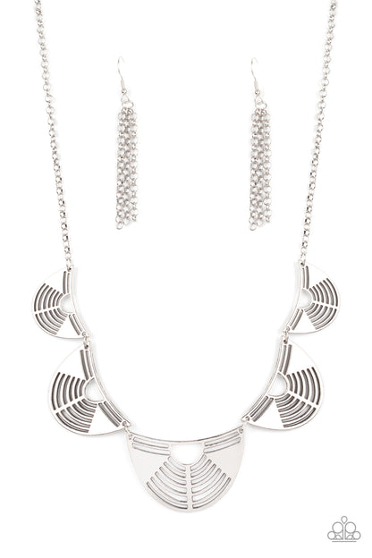 Paparazzi Accessories-Record-Breaking Radiance Silver Crescent Necklace Set