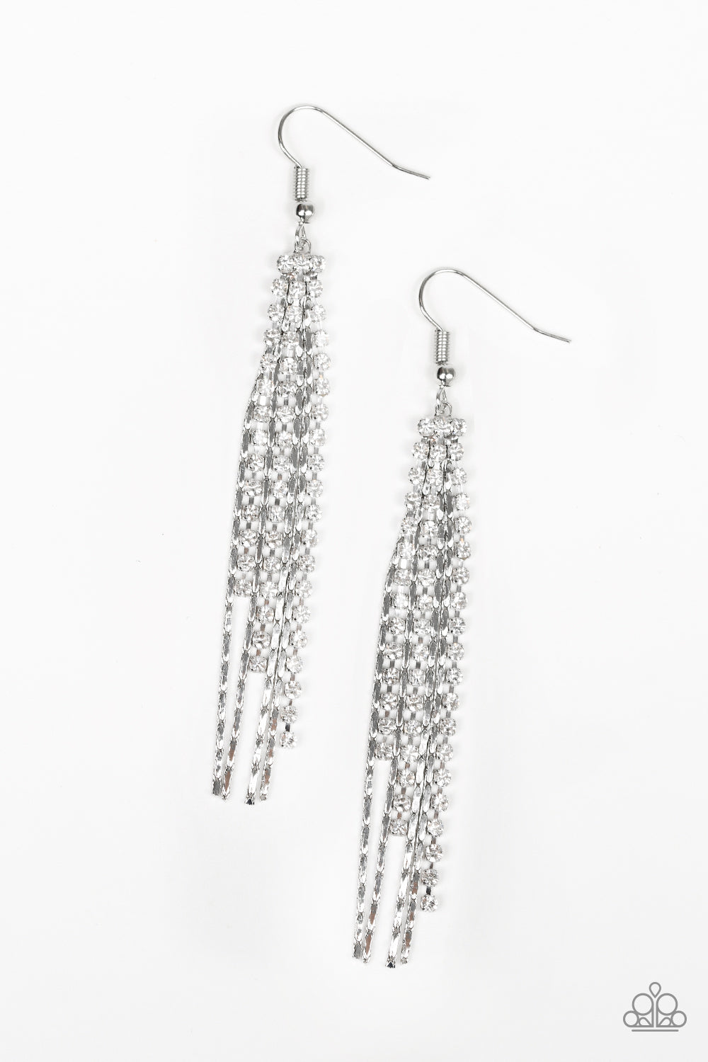 Paparazzi Accessories-Red Carpet Bombshell White Earrings