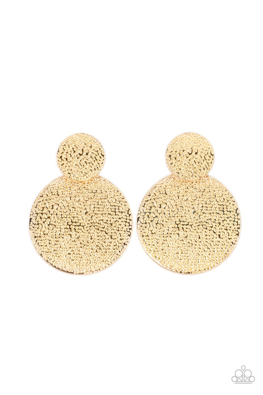 Paparazzi Accessories Refined Relic Gold Discs Earrings