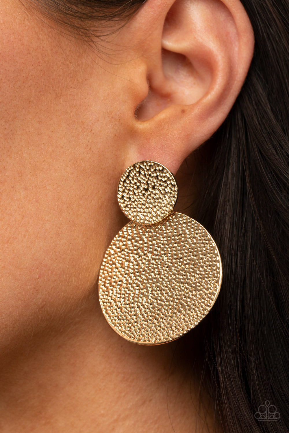 Paparazzi Accessories Refined Relic Gold Discs Earrings