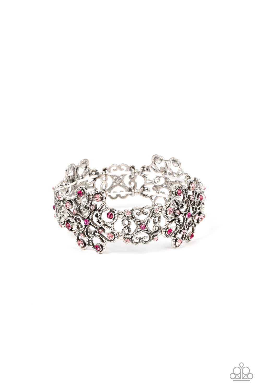 Paparazzi Accessories-Regal Recognition Pink Fuchsia Fedora Rhinestone Bracelet