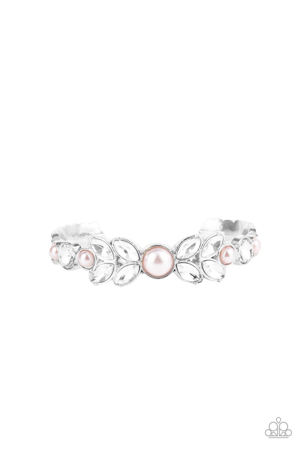 Paparazzi Accessories-Regal Reminiscence Pink Pearls White Rhinestone Bracelet