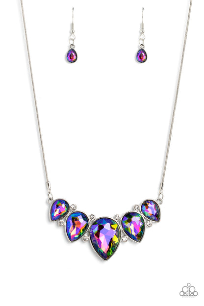 Paparazzi Accessories-Regally Refined Multi Shimmer Teardrop Necklace Set