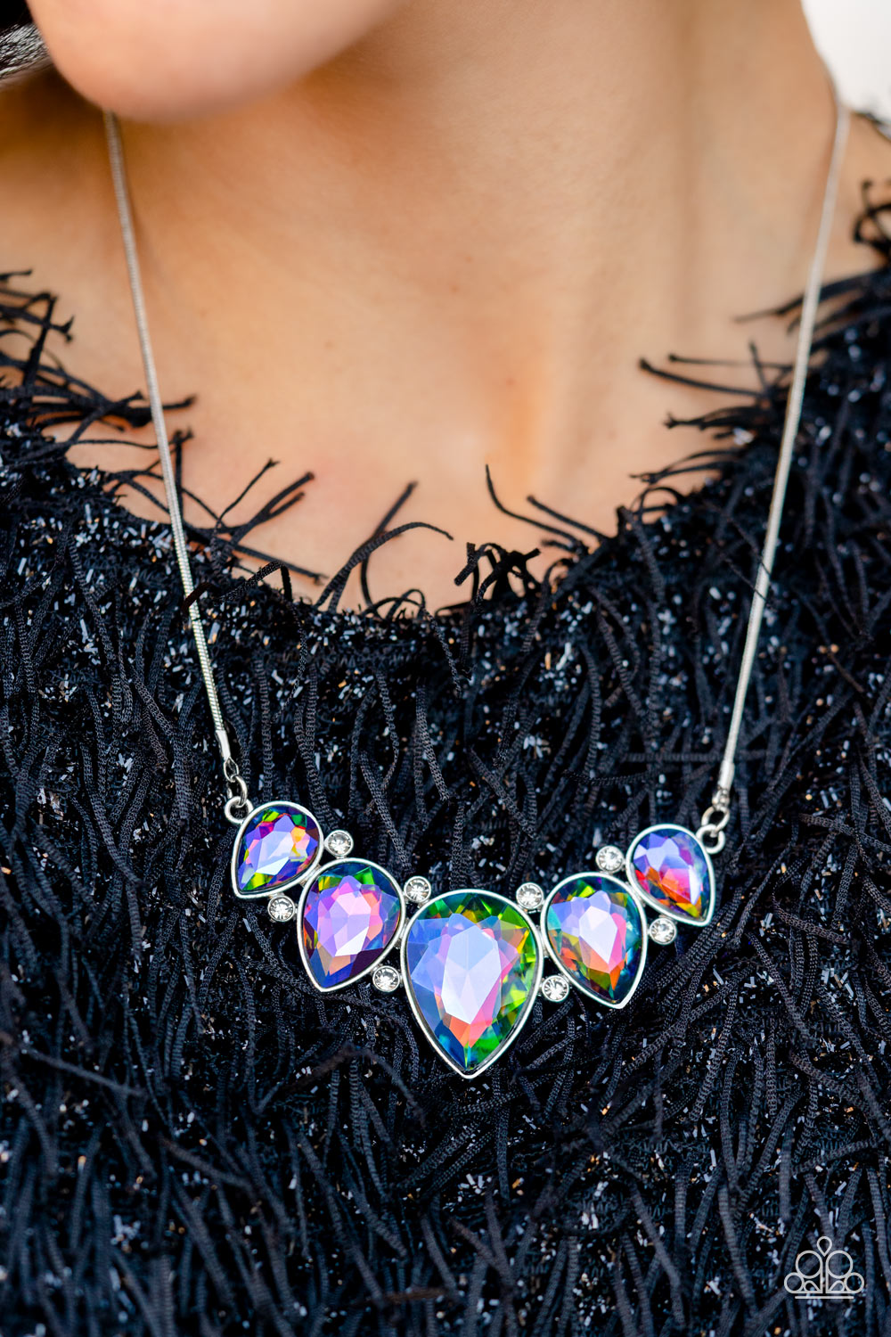 Paparazzi Accessories-Regally Refined Multi Shimmer Teardrop Necklace Set