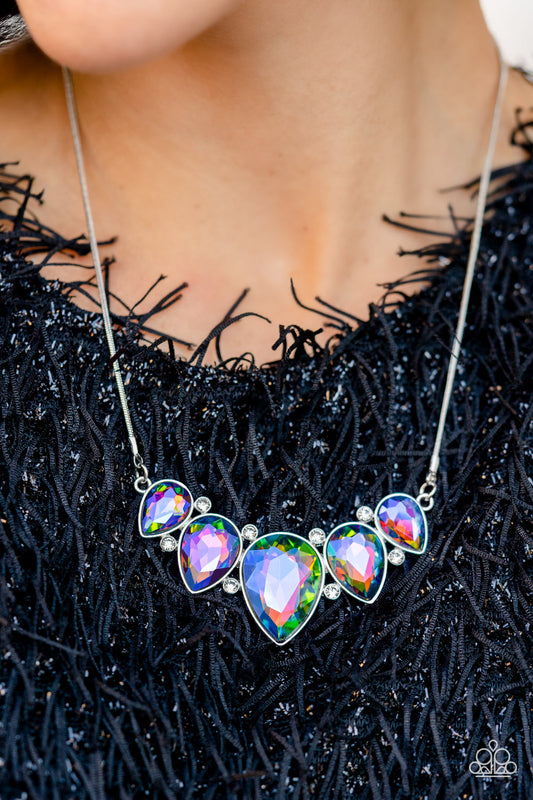 Paparazzi Accessories-Regally Refined Multi Shimmer Teardrop Necklace Set