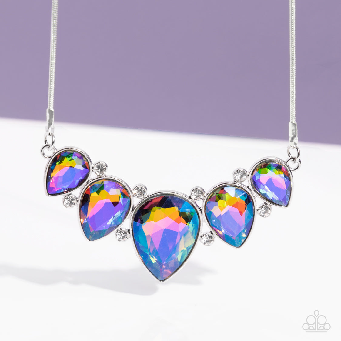Paparazzi Accessories-Regally Refined Multi Shimmer Teardrop Necklace Set