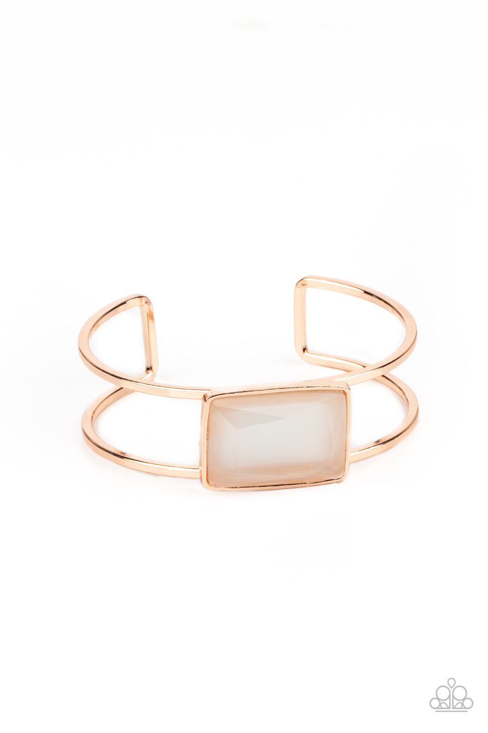 Paparazzi Accessories-Rehearsal Refinement Rose Gold Glassy Cuff Bracelet