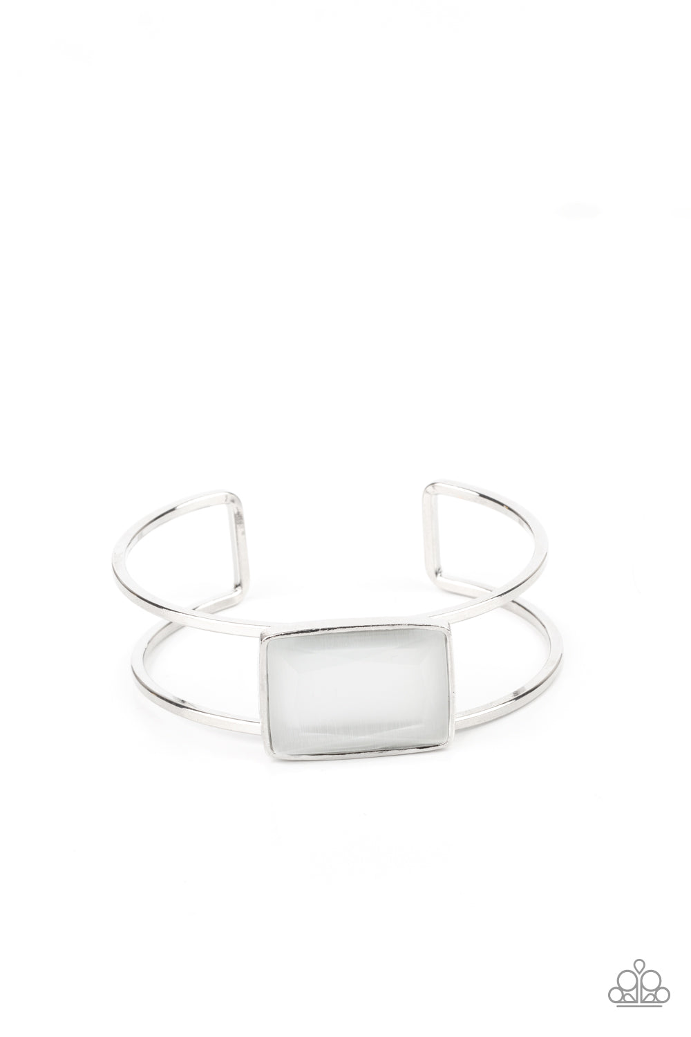 Paparazzi Accessories-Rehearsal Refinement White Glassy Cuff Bracelet