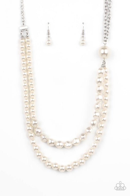 Paparazzi Accessories-Remarkable Radiance White Classic Pearl Necklace Set