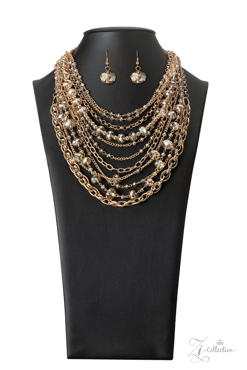 Paparazzi Accessories-Reminiscent Gold Elegant 2023 ZI Necklace Set