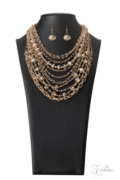 Paparazzi Accessories-Reminiscent Gold Elegant 2023 ZI Necklace Set