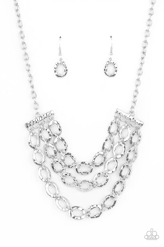 Paparazzi Accessories-Repeat After Me Silver Trio Chain Necklace Set
