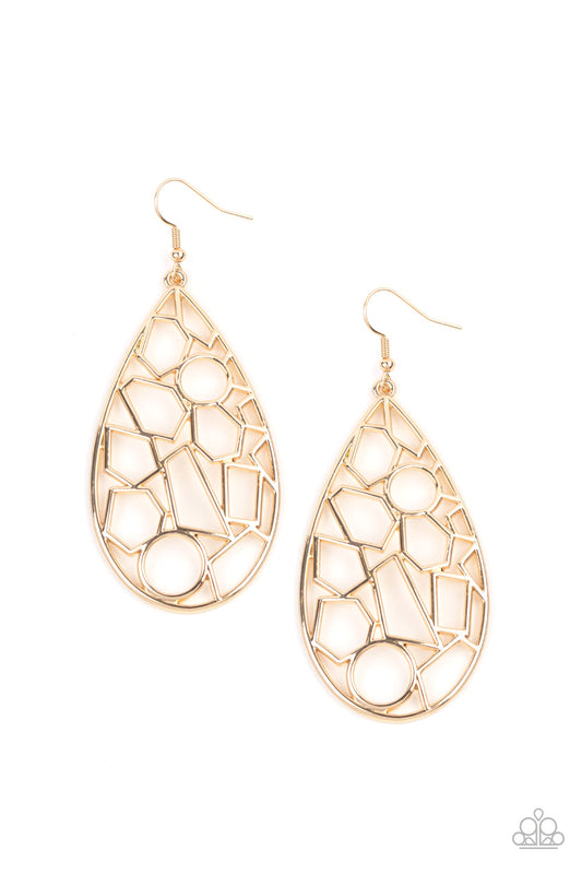 Paparazzi Accessories-Reshaped Radiance Gold Earrings
