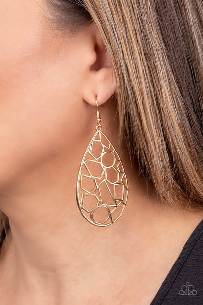 Paparazzi Accessories-Reshaped Radiance Gold Earrings