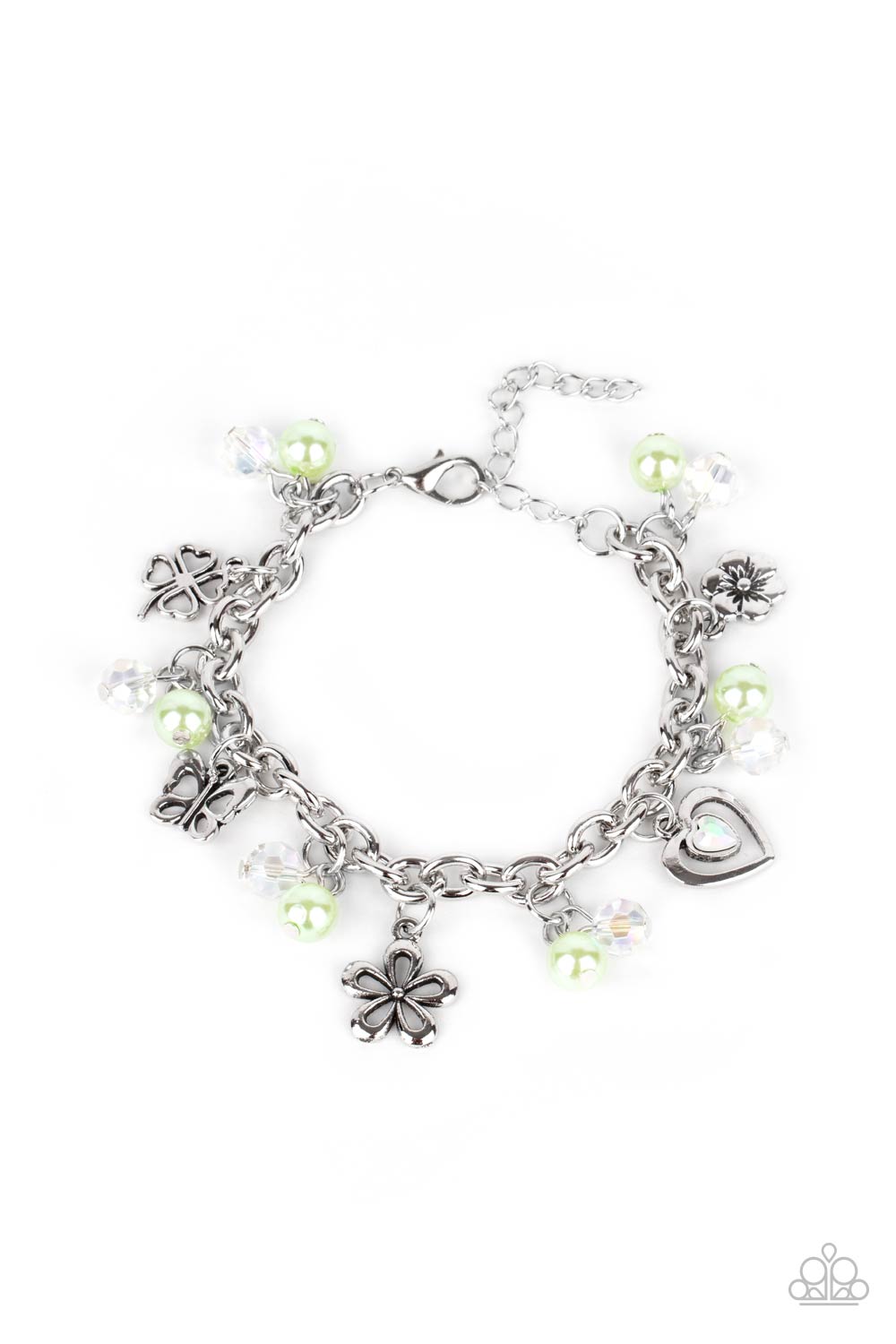 Paparazzi Accessories-Retreat into Romance Green Iridescent Bead Bracelet