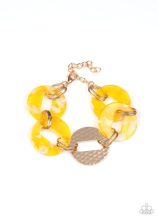 Paparazzi Accessories-Retro Recharge Yellow Bracelet