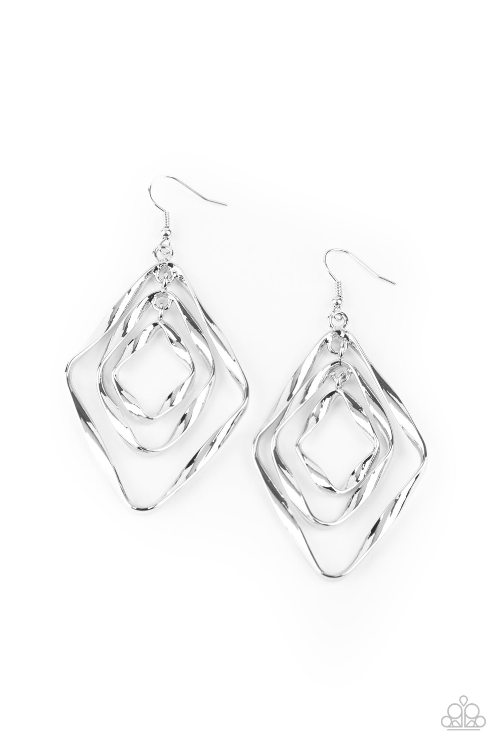 Paparazzi Accessories-Retro Resplendence Twirling Silver Earrings