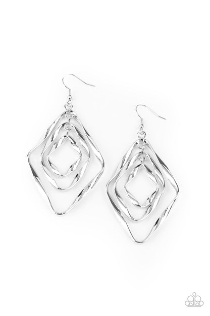 Paparazzi Accessories-Retro Resplendence Twirling Silver Earrings