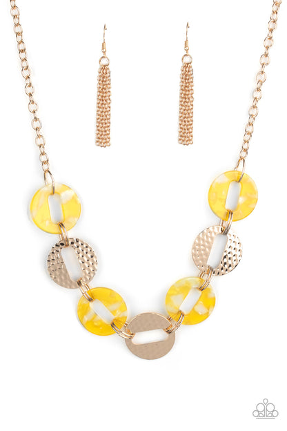 Paparazzi Accessories-Retro Retrograde Yellow Necklace Set