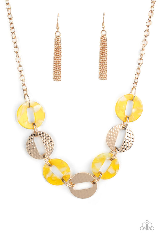 Paparazzi Accessories-Retro Retrograde Yellow Necklace Set
