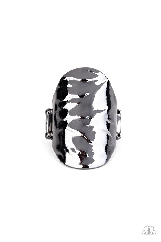 Paparazzi Accessories-Retro Ripple Black Ring