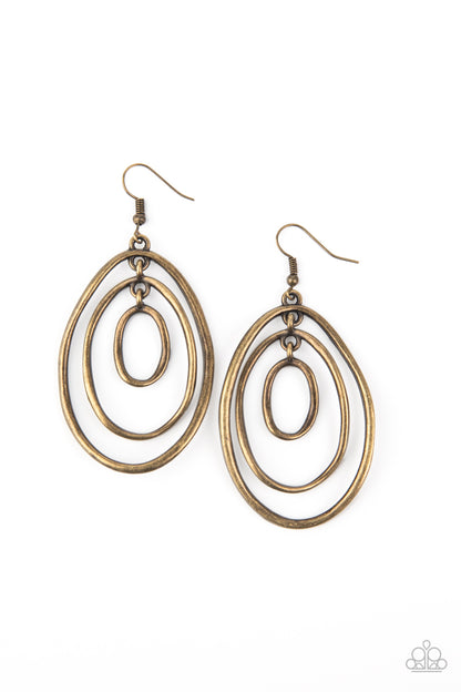 Paparazzi Accessories-Retro Ruins Copper Earrings