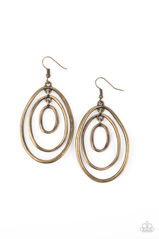 Paparazzi Accessories-Retro Ruins Copper Earrings