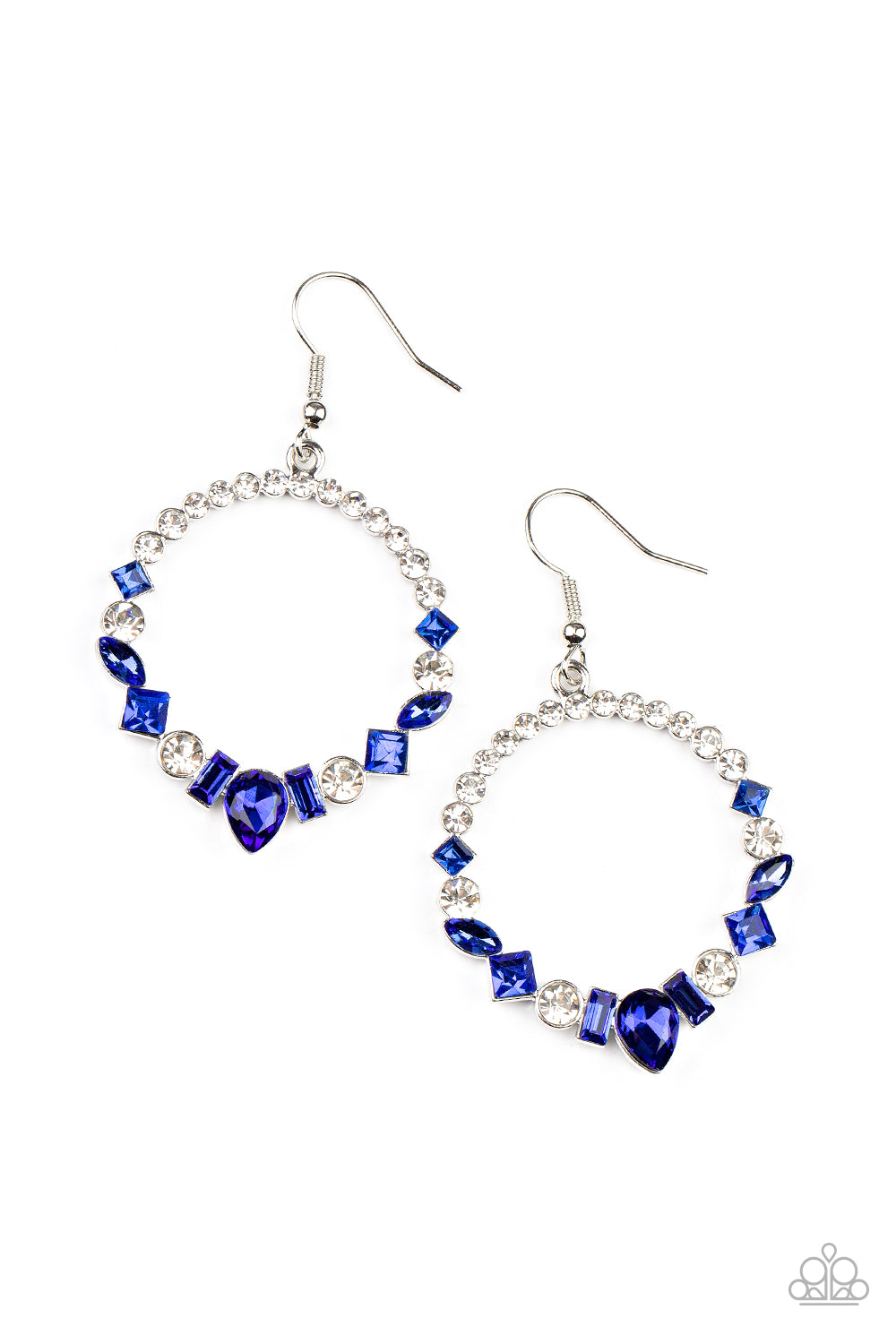 Paparazzi Accessories-Revolutionary Refinement Blue Intermix Hoop Earrings