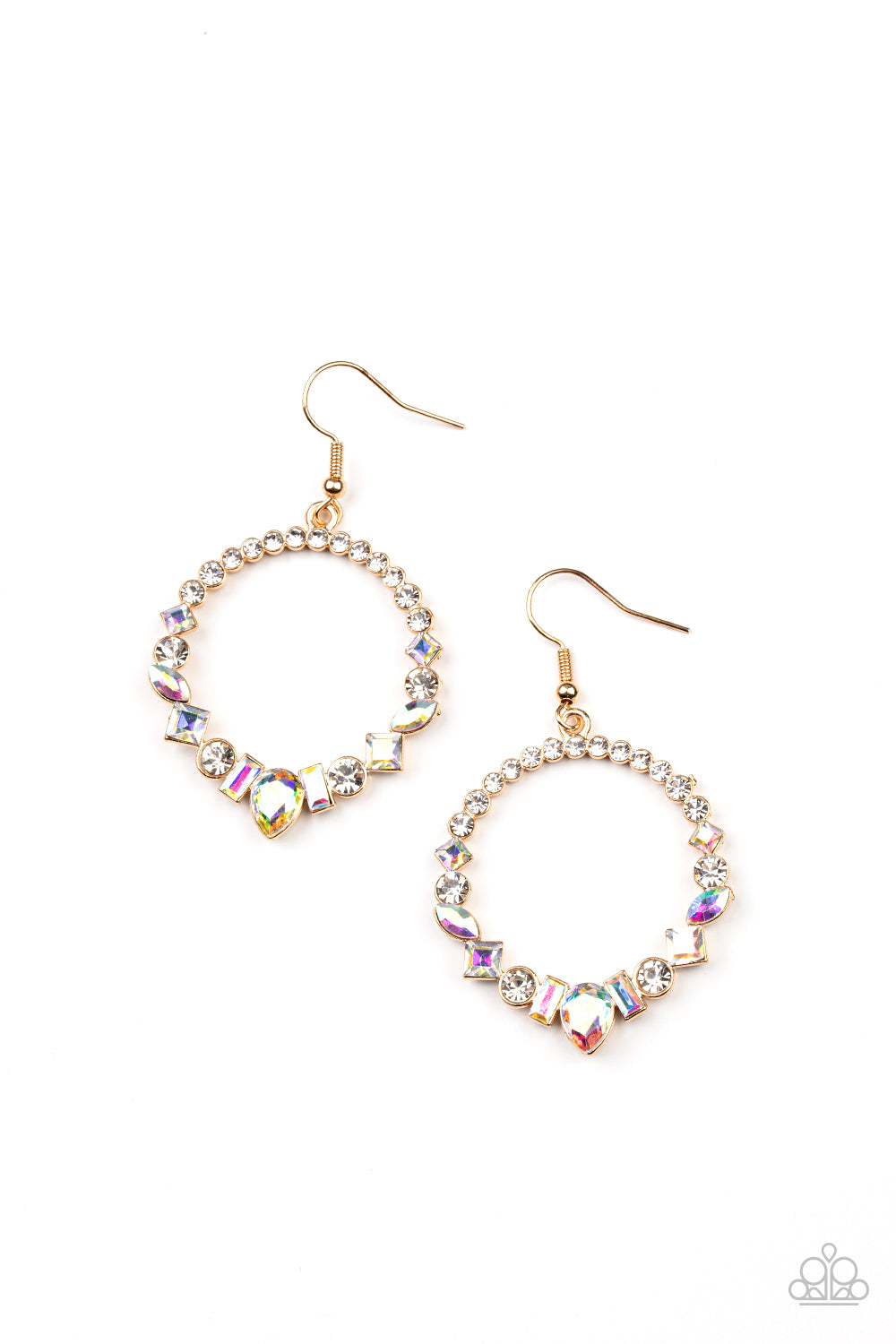 Paparazzi Accessories-Revolutionary Refinement Gold Iridescent Hoop Earrings