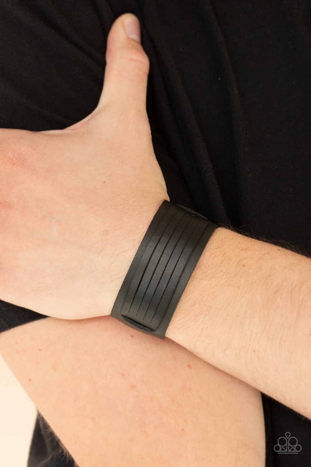 Paparazzi Accessories-Ride In Style Black Leather Men's Bracelet