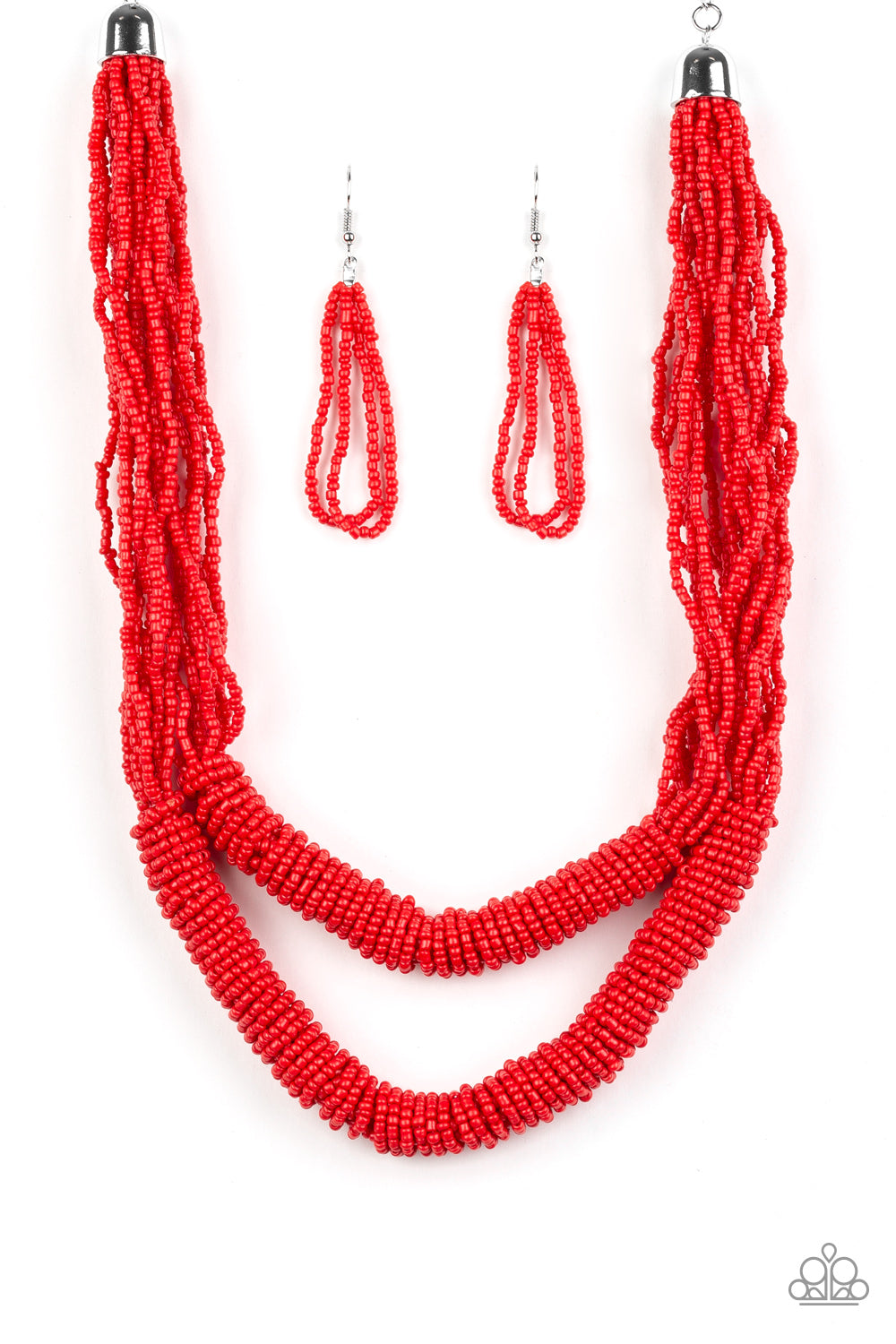 Paparazzi Accessories-Right As RAINFOREST Red Necklace Set