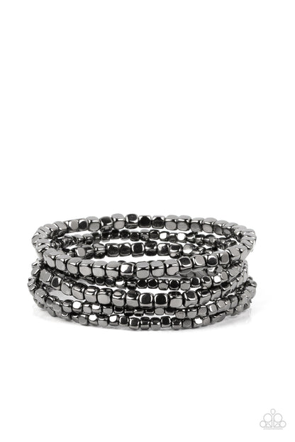 Paparazzi Accessories-Right on CUBE Black Glistening Bead Bracelet