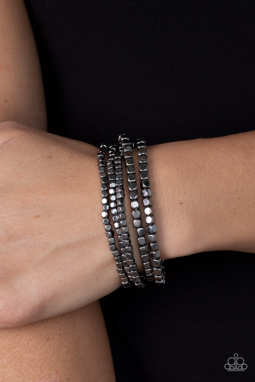 Paparazzi Accessories-Right on CUBE Black Glistening Bead Bracelet