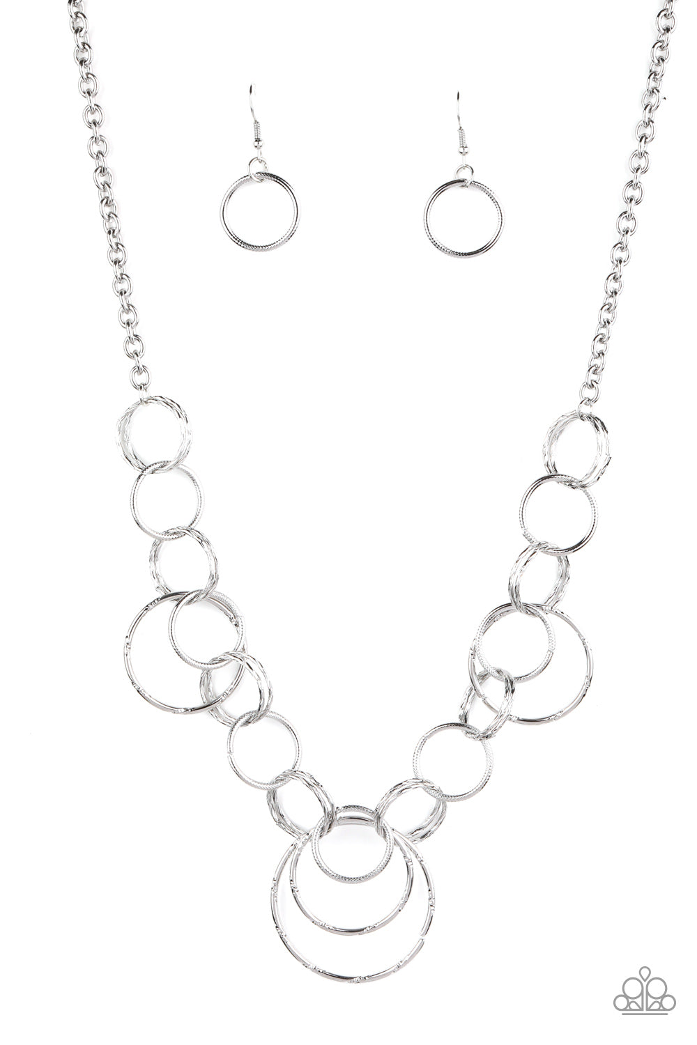 Paparazzi Accessories-Ringing Relic Silver Necklace Set