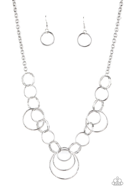 Paparazzi Accessories-Ringing Relic Silver Necklace Set