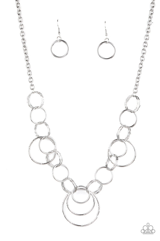 Paparazzi Accessories-Ringing Relic Silver Necklace Set