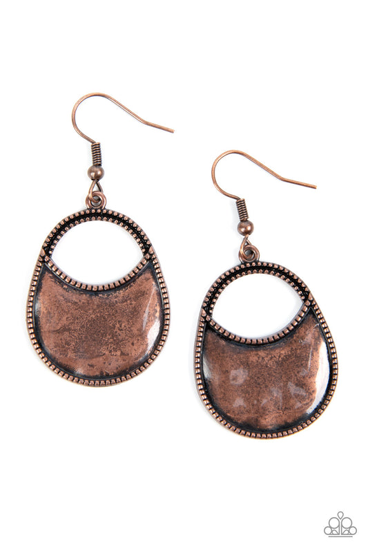 Paparazzi Accessories-Rio Rancho Relic Copper Oval Rustic Earrings