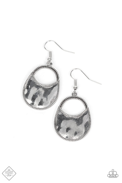 Paparazzi Accessories-Rio Rancho Relic Silver Oval Cut Out Earrings