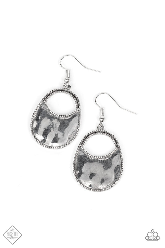 Paparazzi Accessories-Rio Rancho Relic Silver Oval Cut Out Earrings