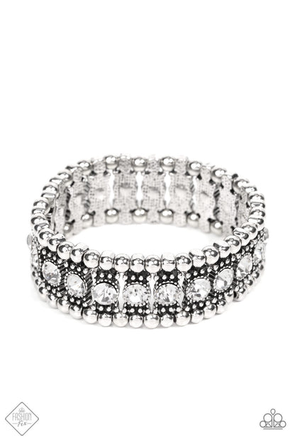 Paparazzi Accessories-Ritzy Reboot White Sparkling Rhinestone Fashion Fix Bracelet