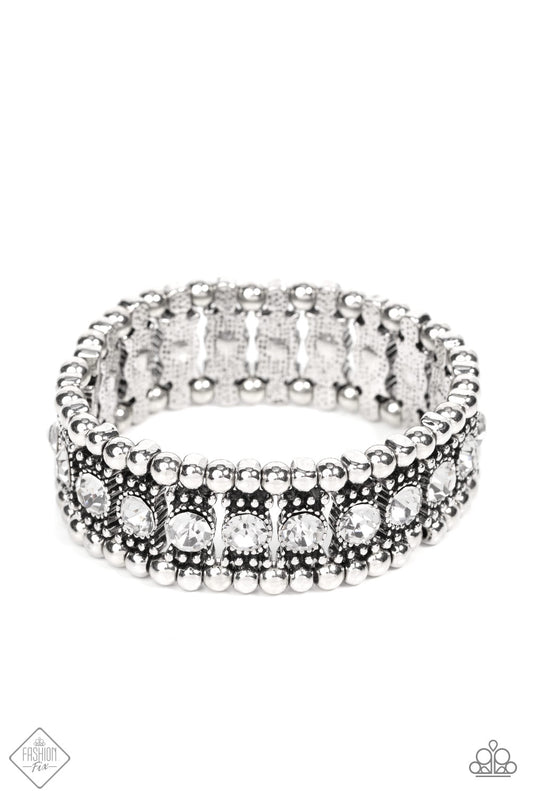 Paparazzi Accessories-Ritzy Reboot White Sparkling Rhinestone Fashion Fix Bracelet