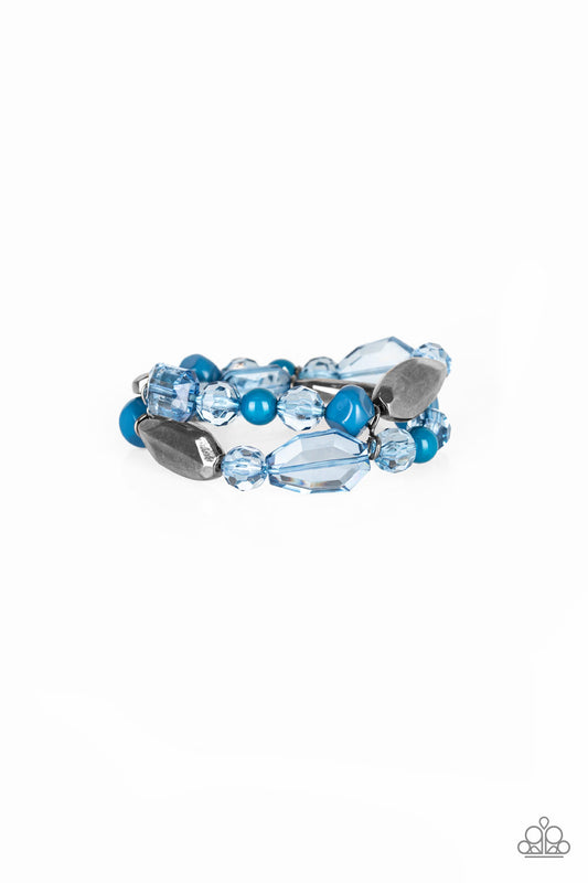 Paparazzi Accessories-Rockin rock Candy Blue Crystal Bead Bracelet