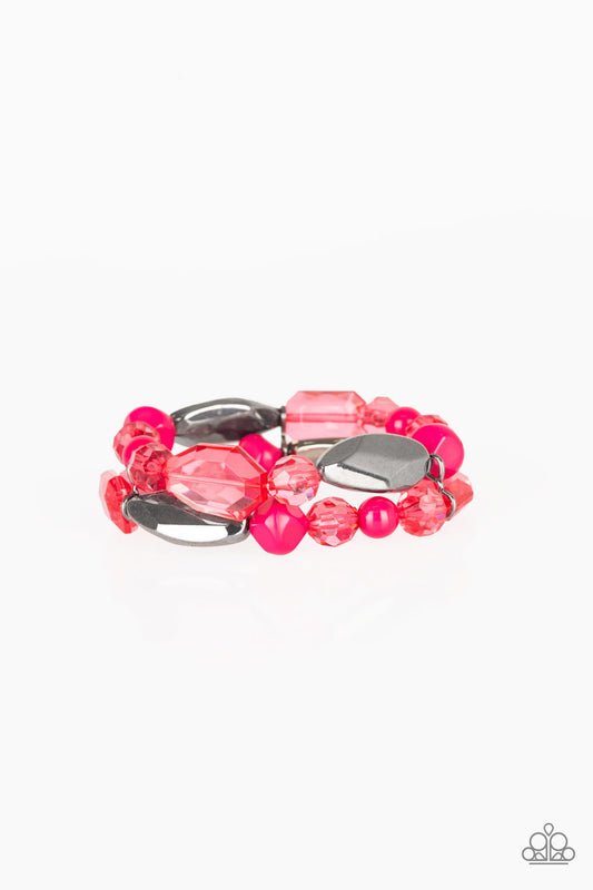Paparazzi Accessories-Rockin Rock Candy Pink Bracelet