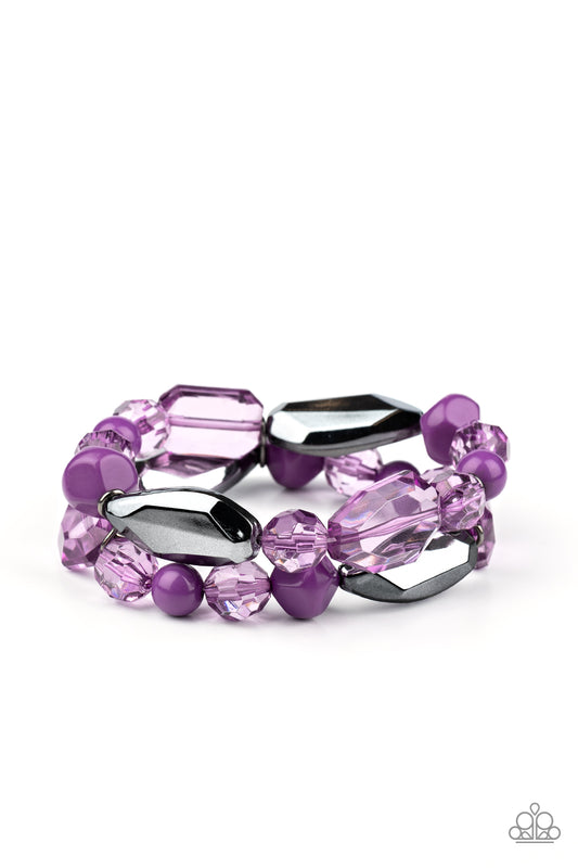 Paparazzi Accessories-Rockin Rock Candy-Purple Bracelet